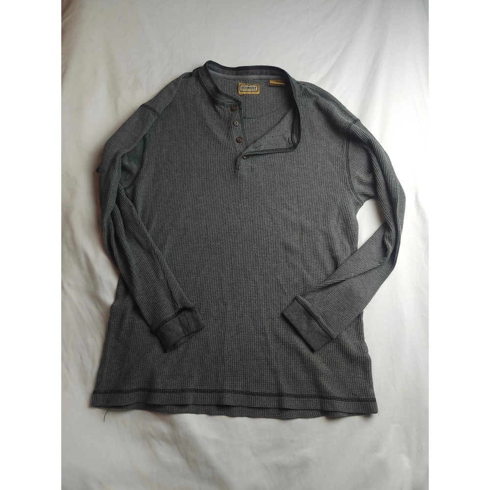 C.E. Schmidt Workwear Mens Gray Waffle Knit Henley Shirt‎ Long Sleeve Size M
